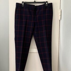 Ann Taylor cropped pants navy/red windowpane pattern Size 10 Petite